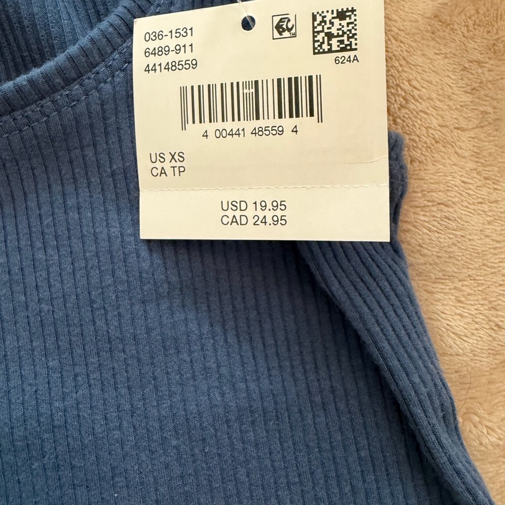 American Eagle Outfitters Ribbed Blue Women's Top